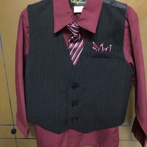 Boy's Vest, Pant Set, Includes Shirt, Tie & Hanky